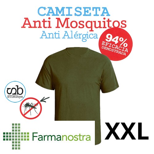 Camiseta antimosquitos stingbye camiseta manga corta  | talla xxl | color kaki